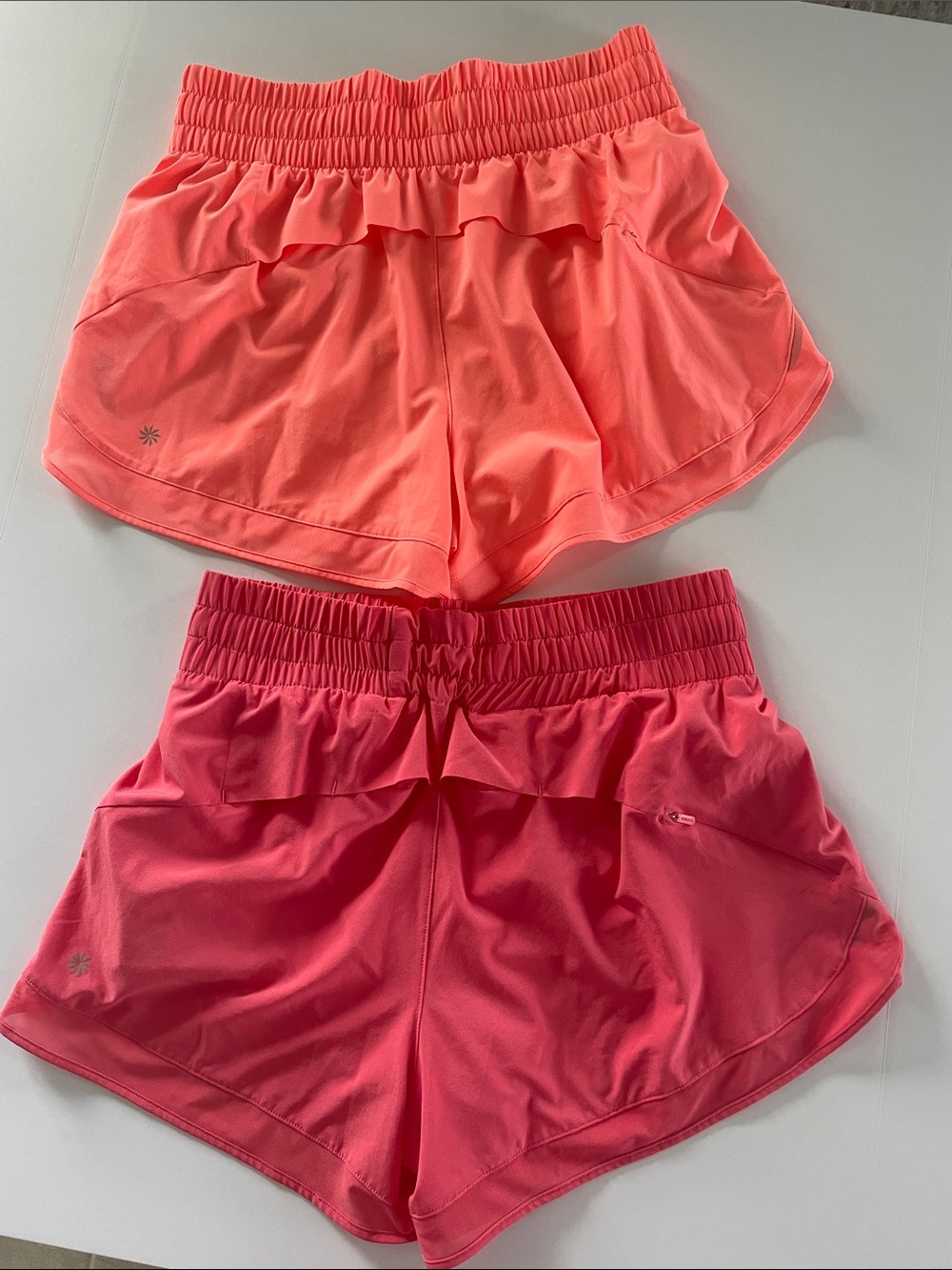 Athleta Women’s Dual-Pair Athletic Shorts — Coral & Hot Pink Size Small - Picture 4 of 5